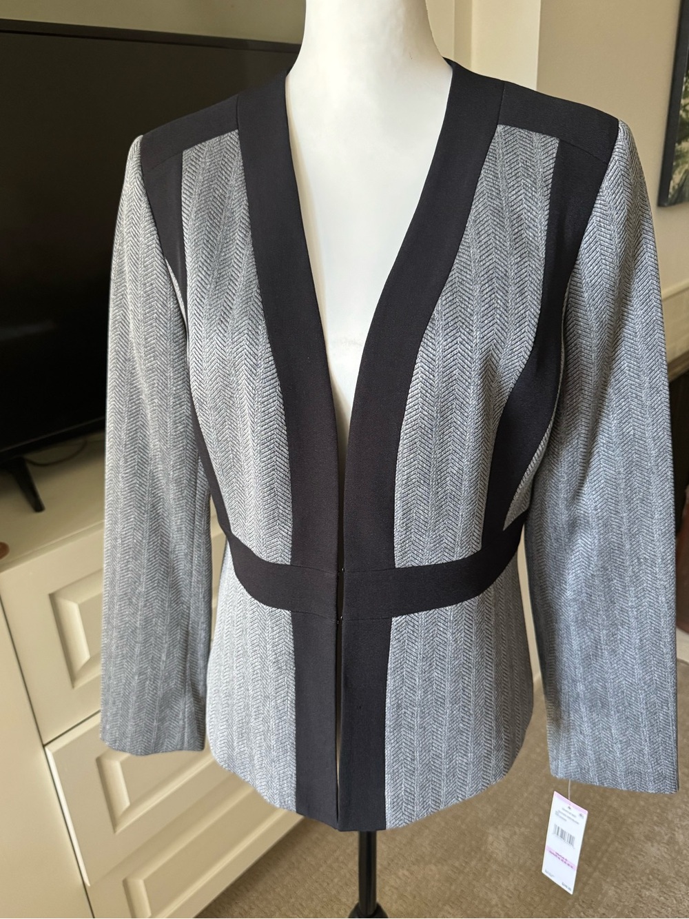 NWT Le Suit Herringbone Framed Blazer Size 6